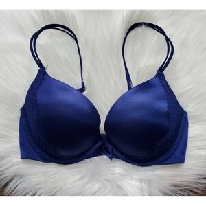 Victoria Secret Very Sexy Push Up Bra Size 32D Dark Blue Lace